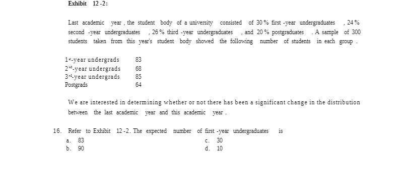Exhibit 12-2: Last academic year , the student