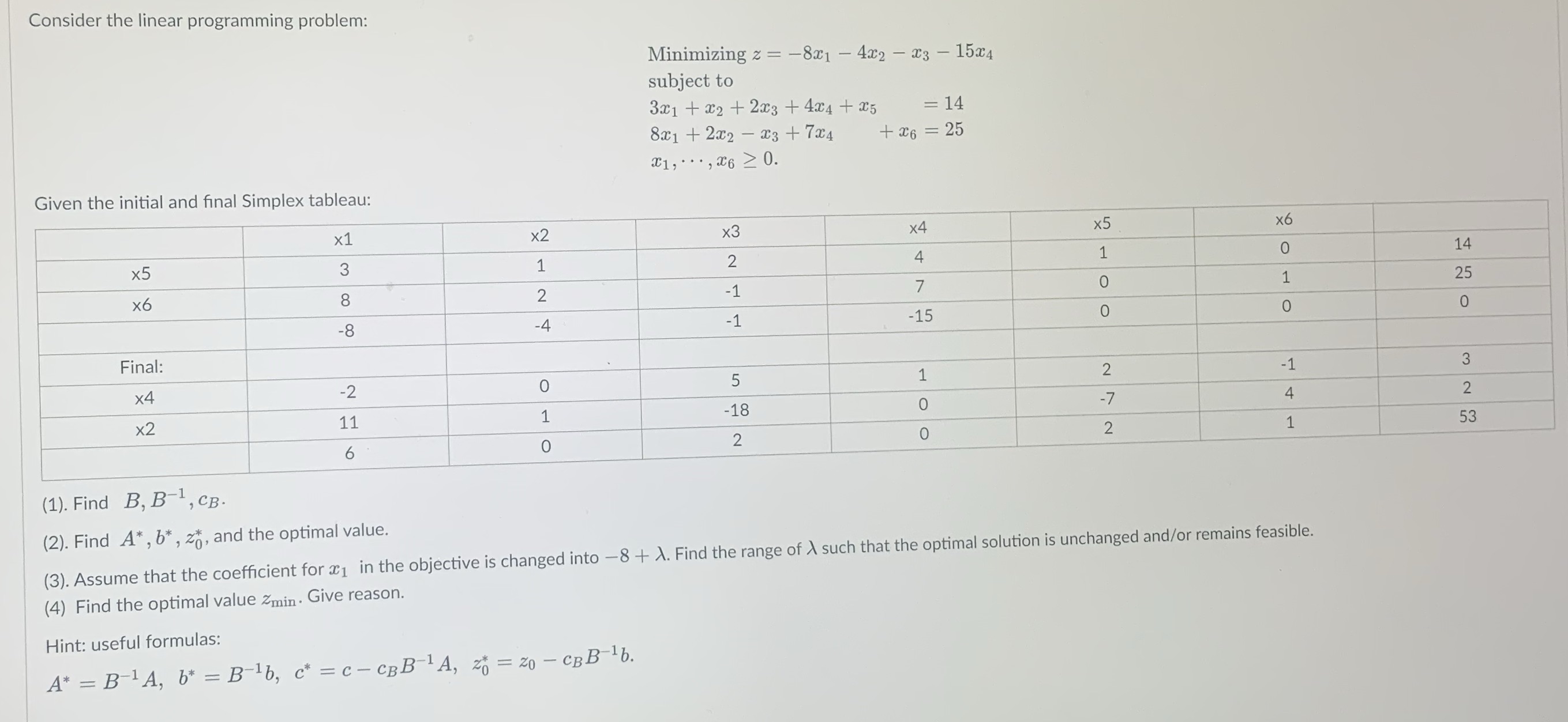 Consider the linear programming problem: