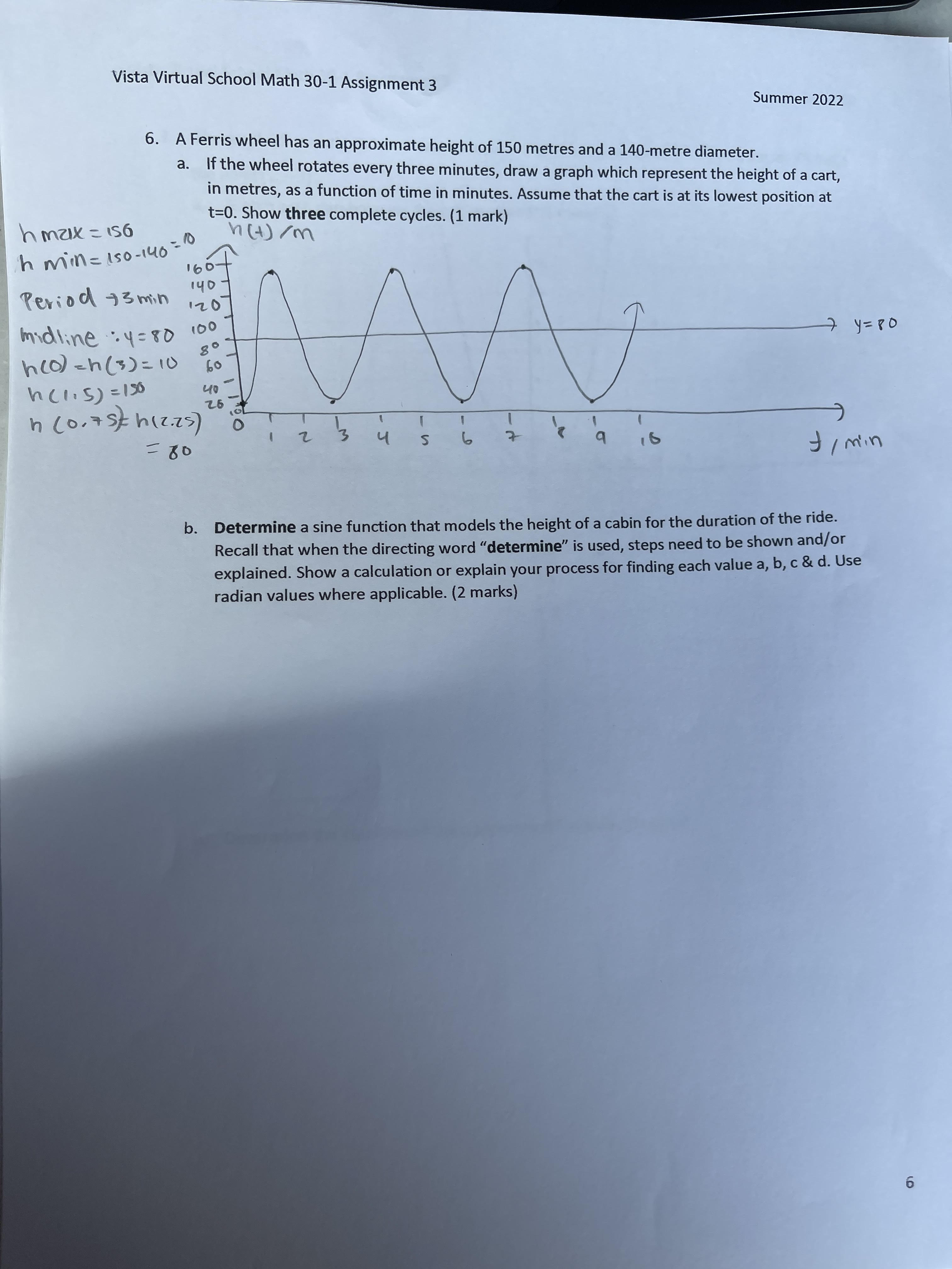 Vista Virtual School Math 30-1 Assignment 3