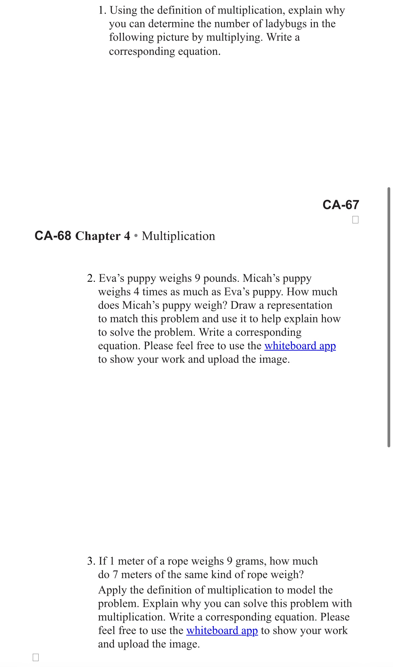 1. Using the denition of multiplication, explain
