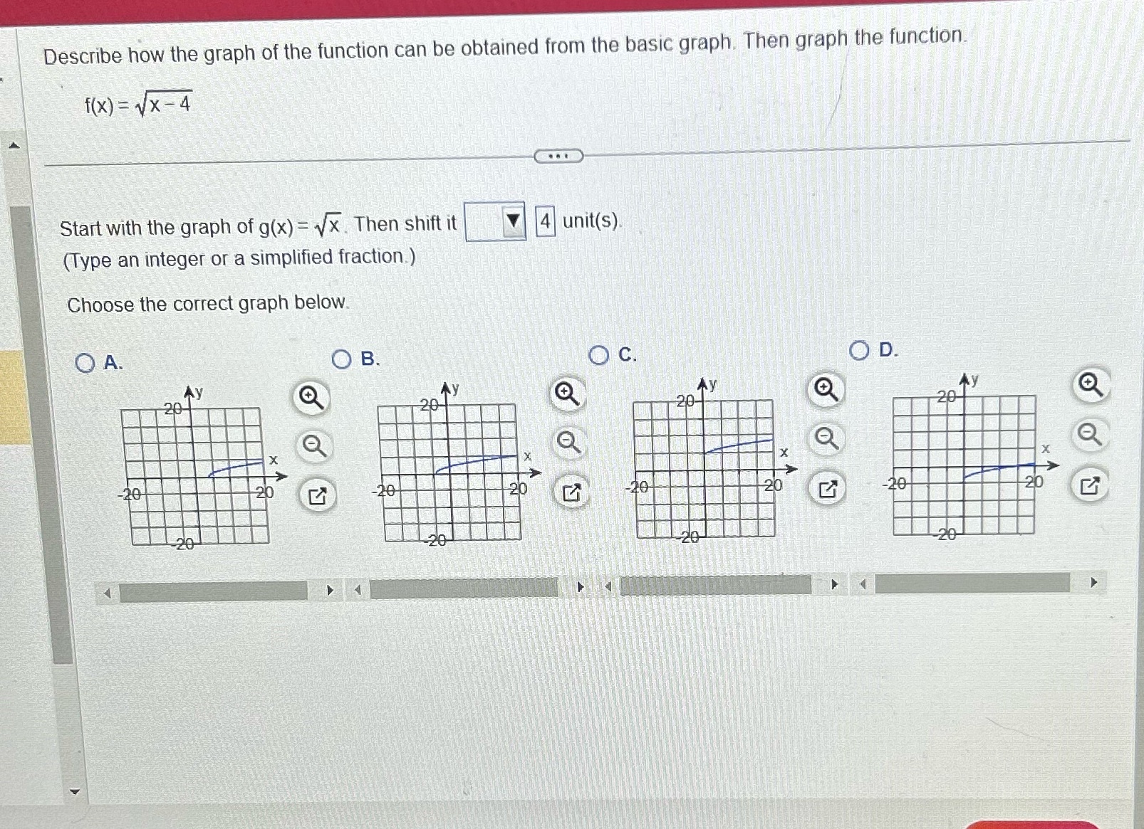 What way do I shift it and which graph Describe