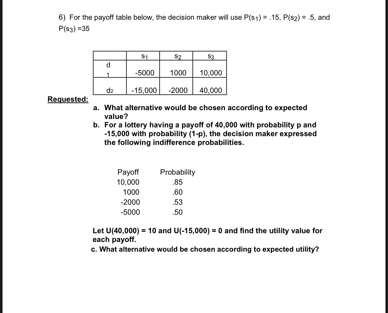 See attached questions 1) Lucy is in charge of