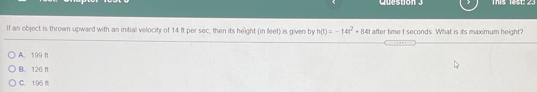 Question 3 This Test: 23 If an object is thrown