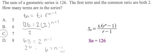The sum of a geometric series is 126. The first