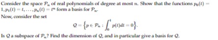 Consider the space P. of real polynomials of