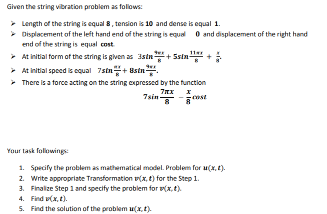 Given the string vibration problem as follows: