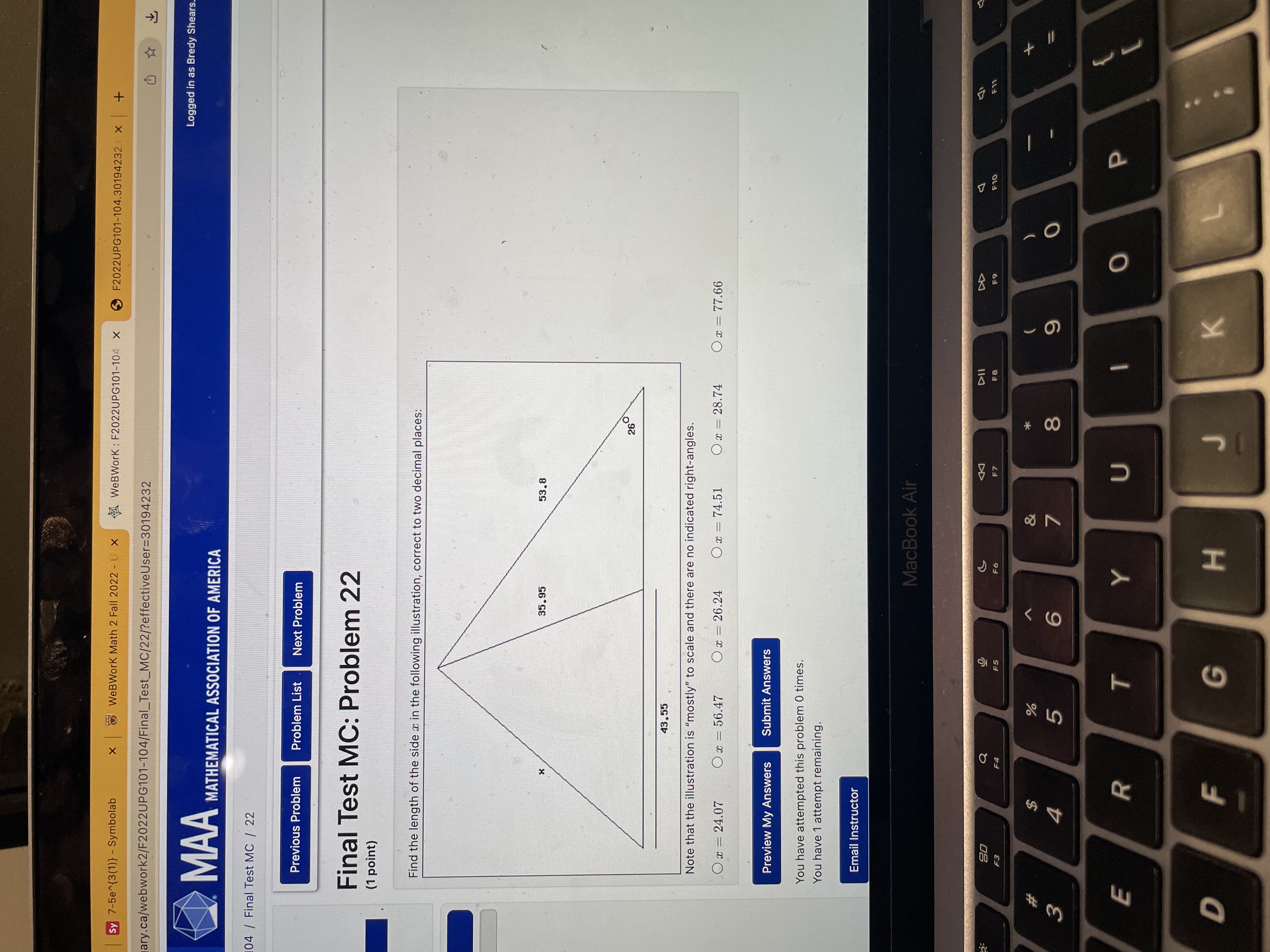 y 7-5e~{3(1)) - Symbolab X WeBWork Math 2 Fall