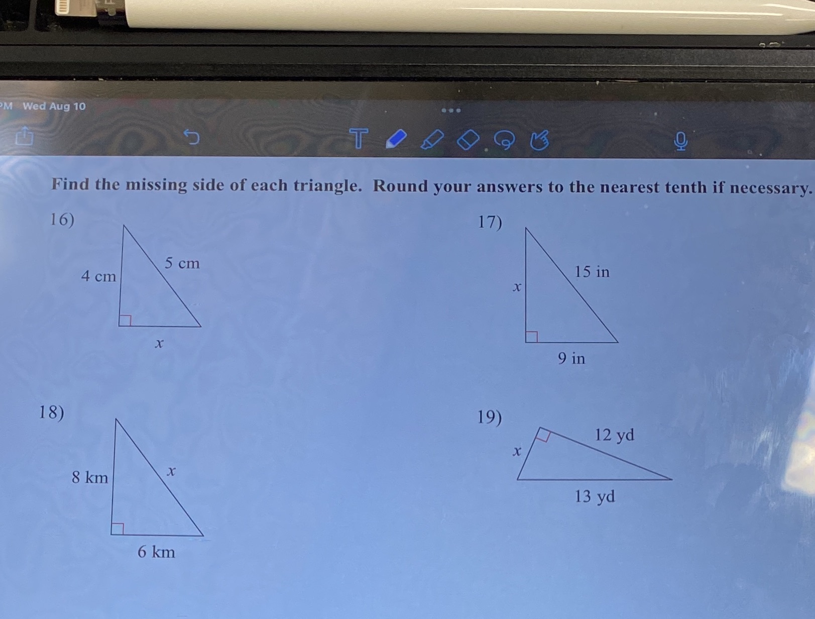 help answer questions 16-19 M Wed Aug 10 Find the