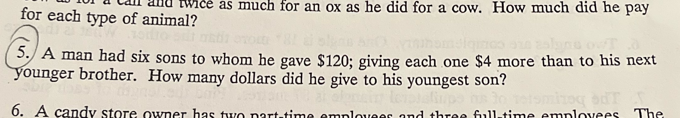 call and twice as much for an ox as he did for a