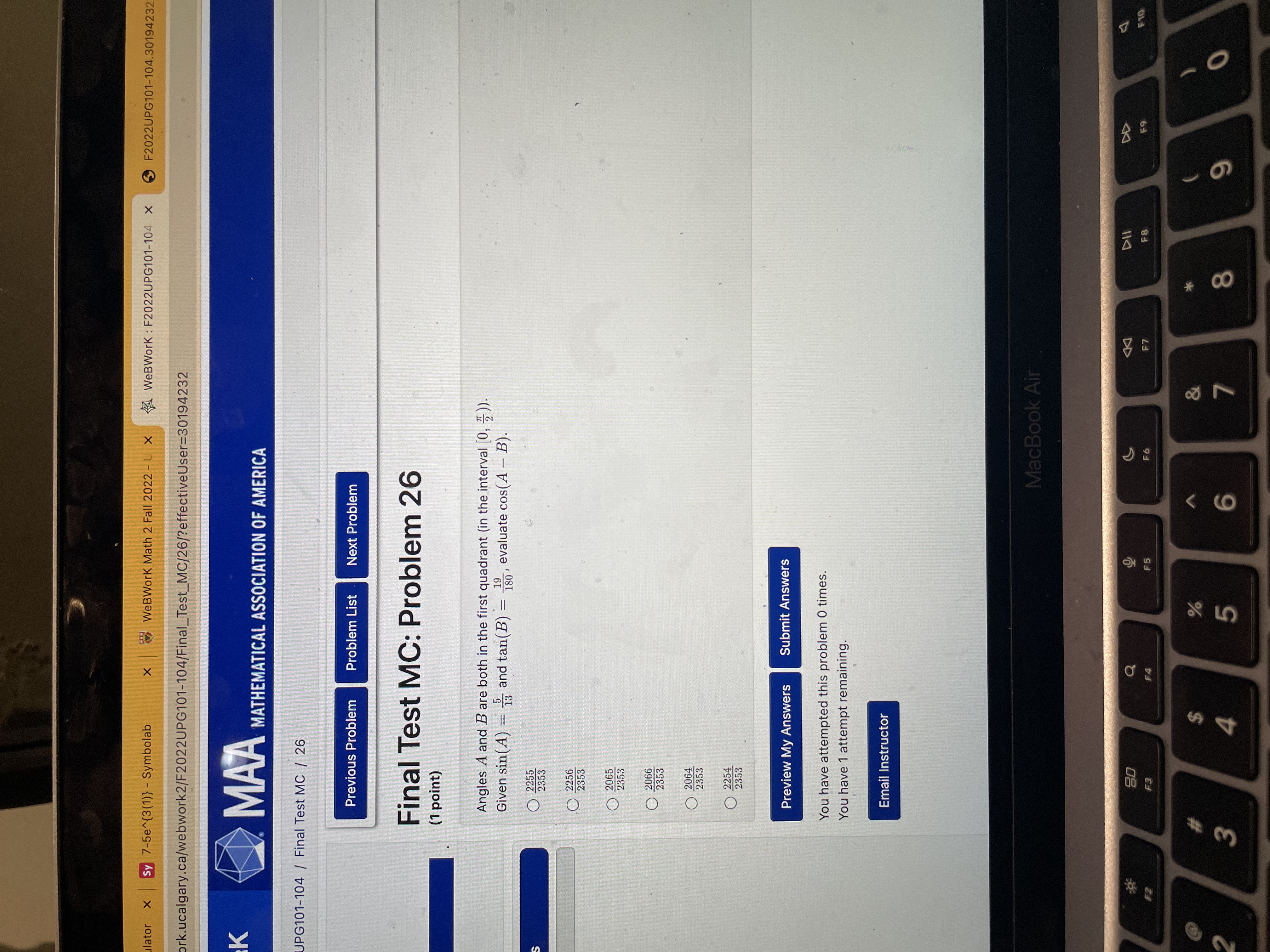 y 7-5e~{3(1)) - Symbolab X WeBWork Math 2 Fall