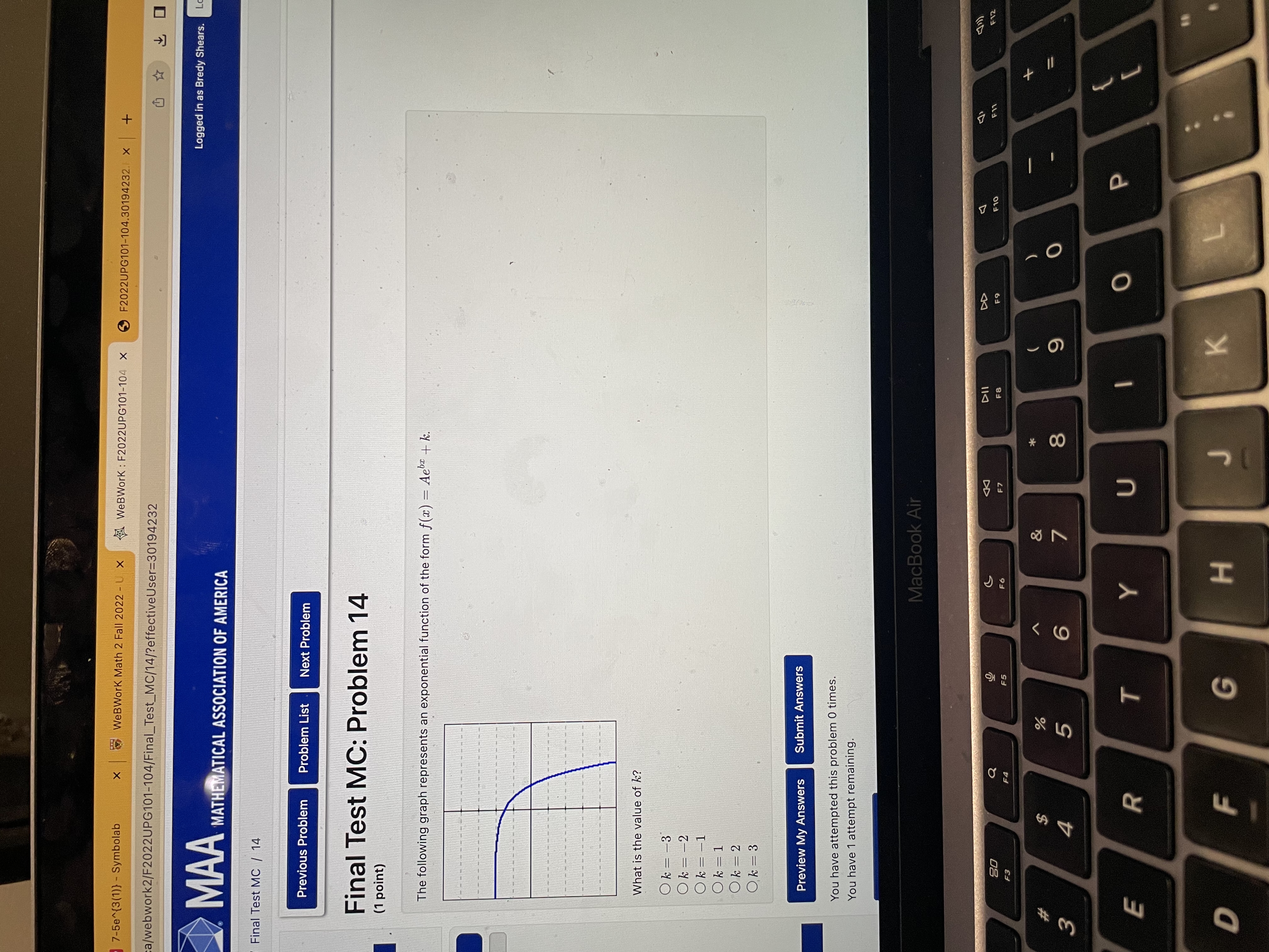 y 7-5e~{3(1)) - Symbolab X WeBWork Math 2 Fall