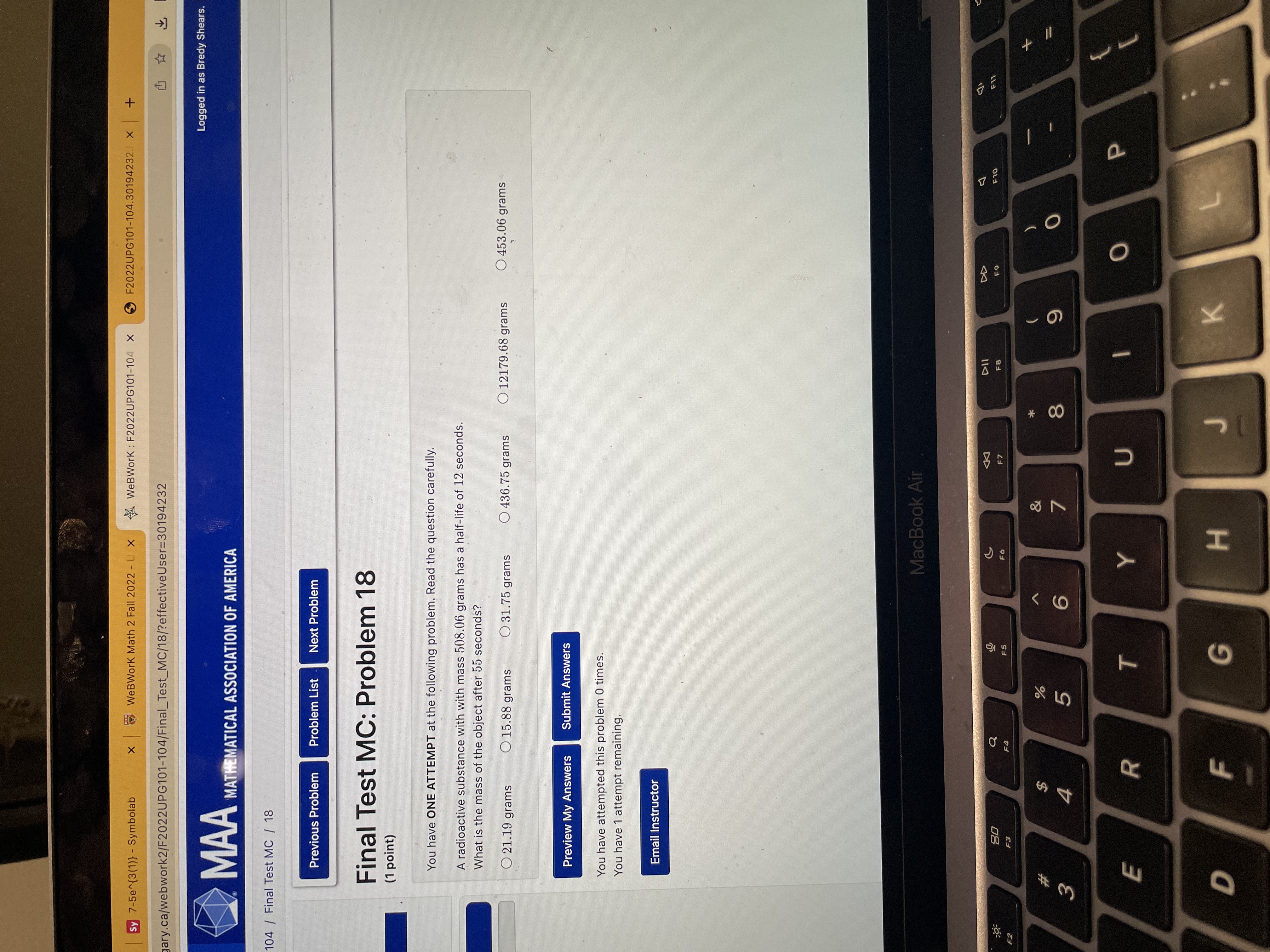 y 7-5e~{3(1)) - Symbolab X WeBWork Math 2 Fall