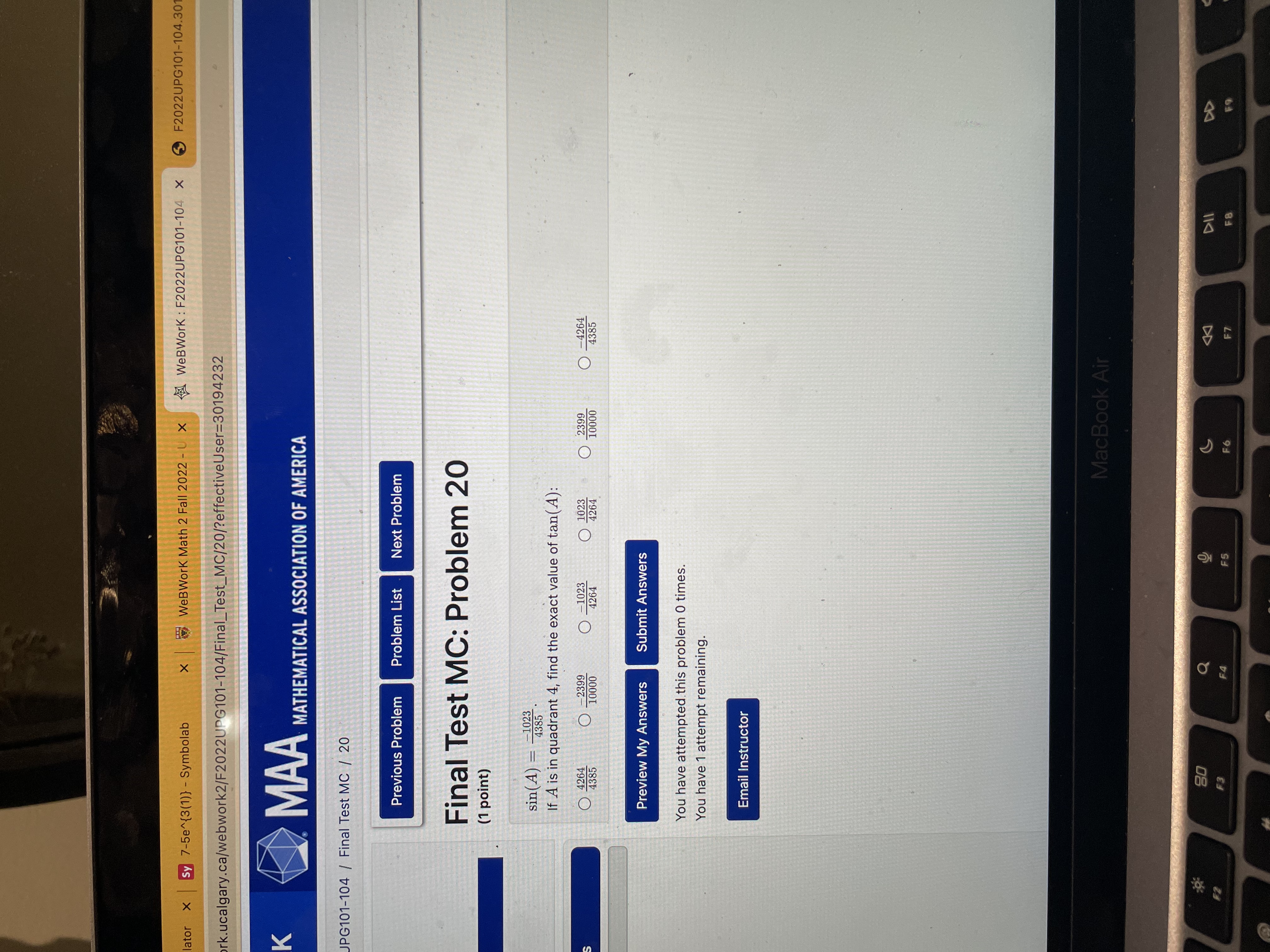 y 7-5e~{3(1)) - Symbolab X WeBWork Math 2 Fall