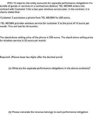 IFRS 15 requires the entity accounts for separate