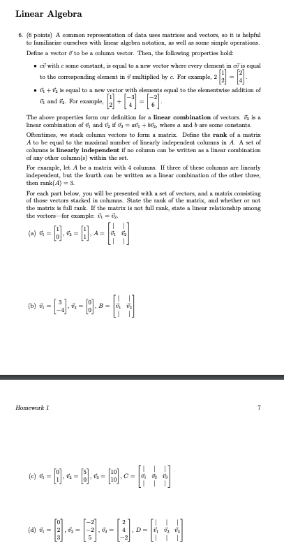 Linear Algebra 6. (6 points) A common