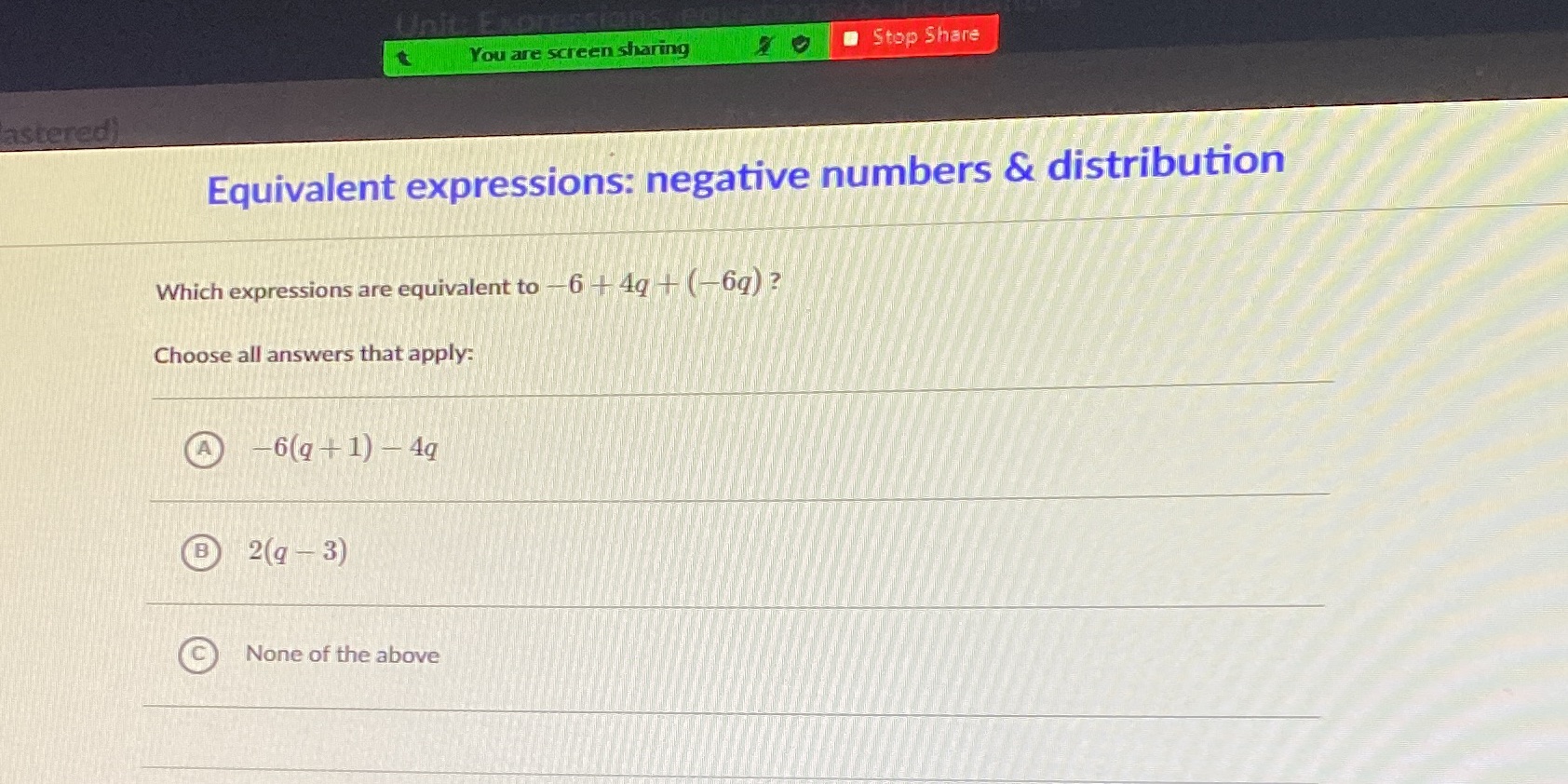 You are screen sharing Stop Share astered