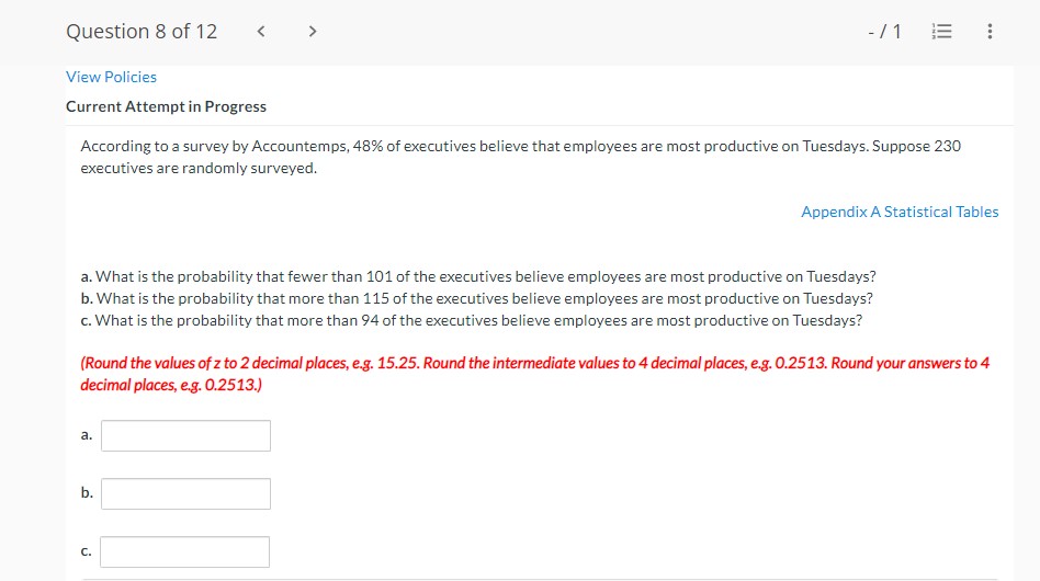 Question 8 of 12 < - /1 View Policies Current