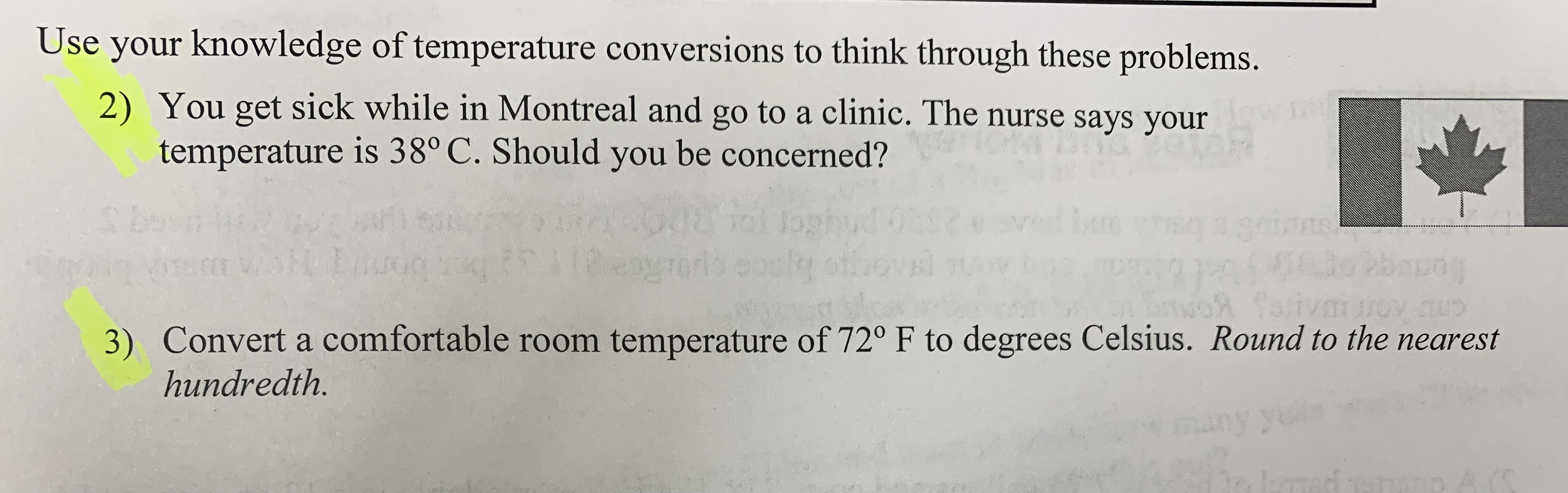 Use your knowledge of temperature conversions to