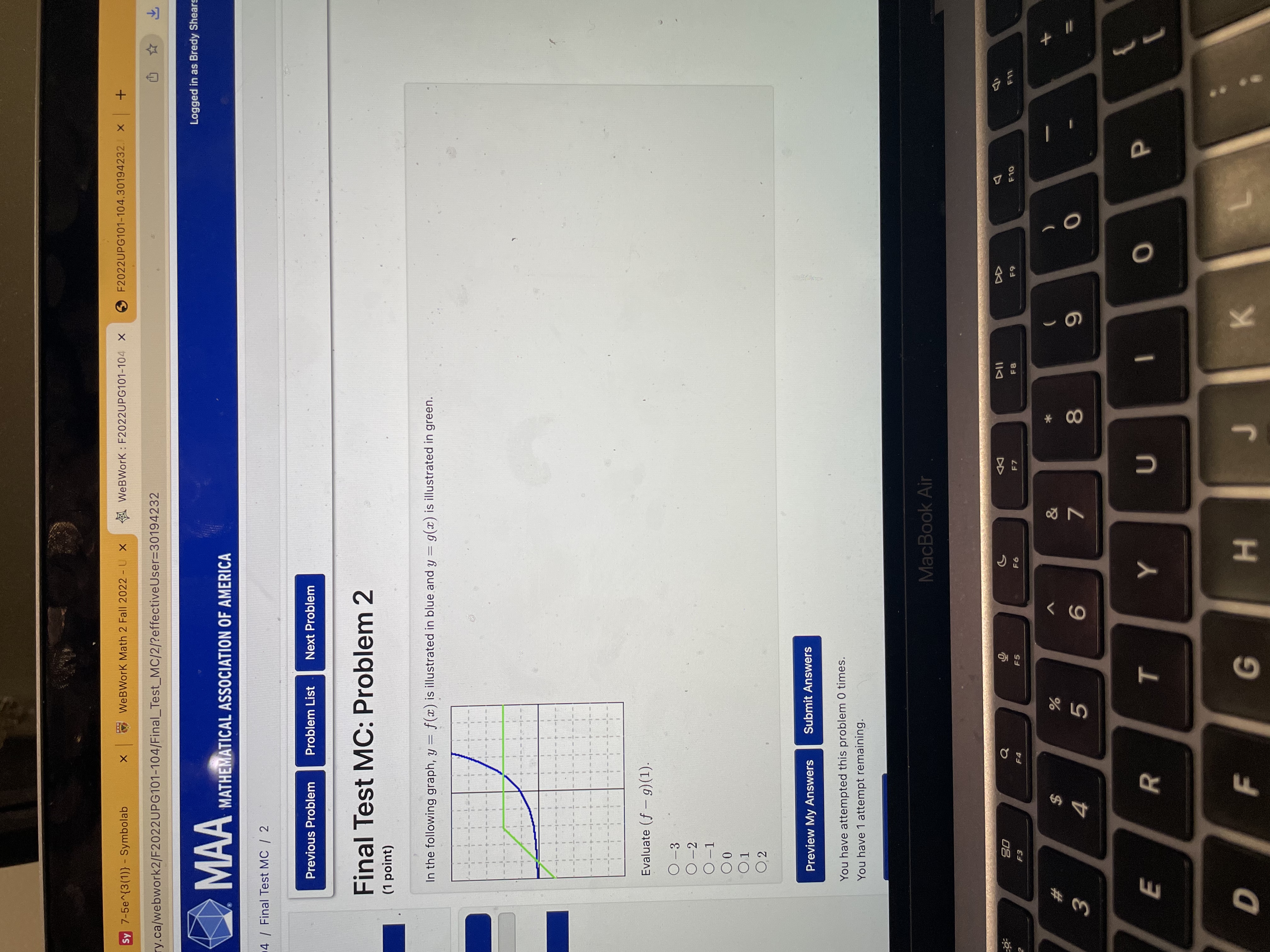 y 7-5e~{3(1)) - Symbolab X WeBWork Math 2 Fall