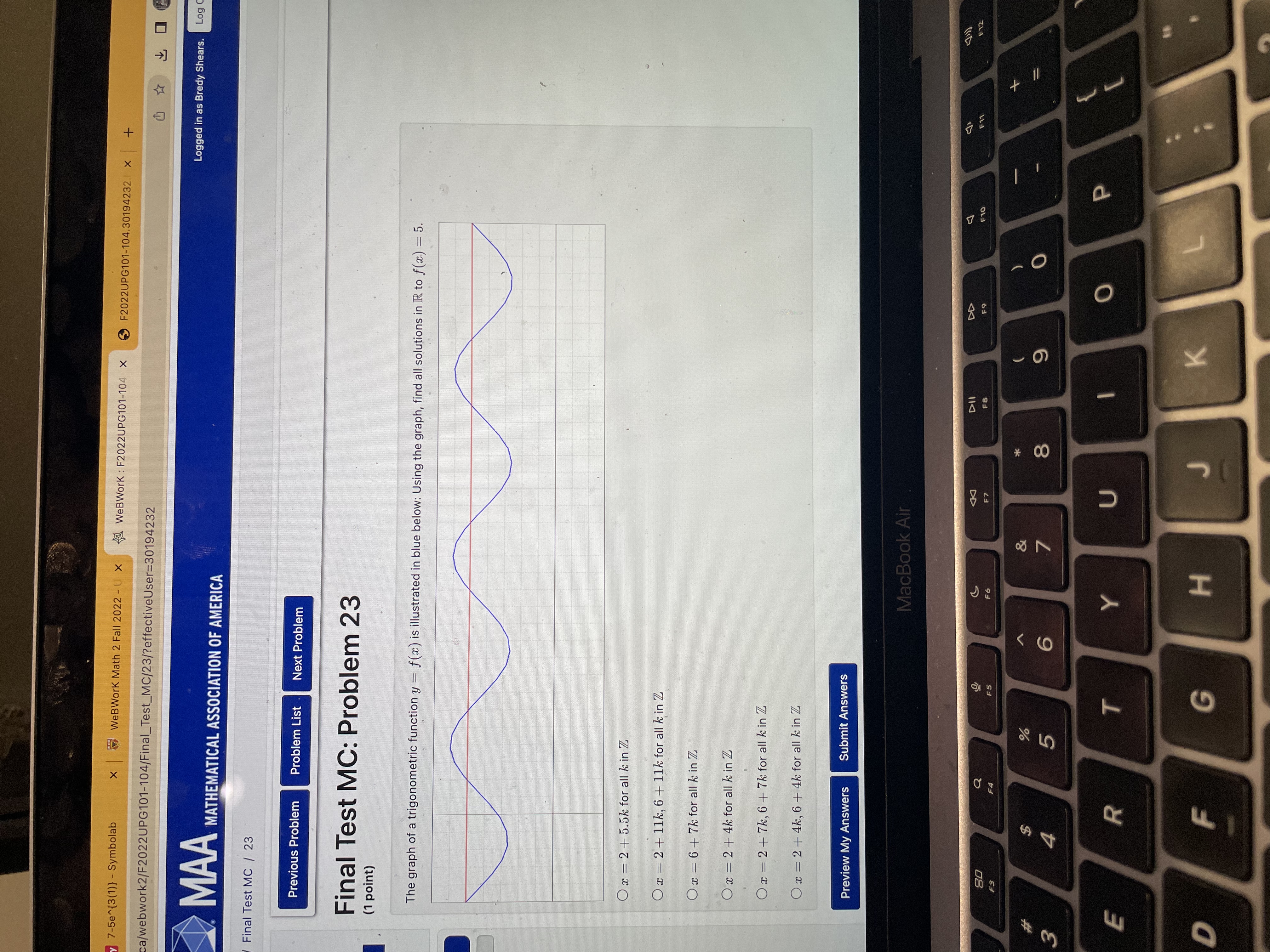 y 7-5e~{3(1)) - Symbolab X WeBWork Math 2 Fall