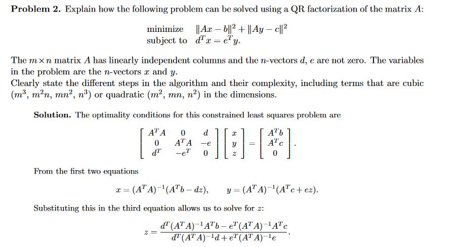 Problem 2. Explain how the following problem can