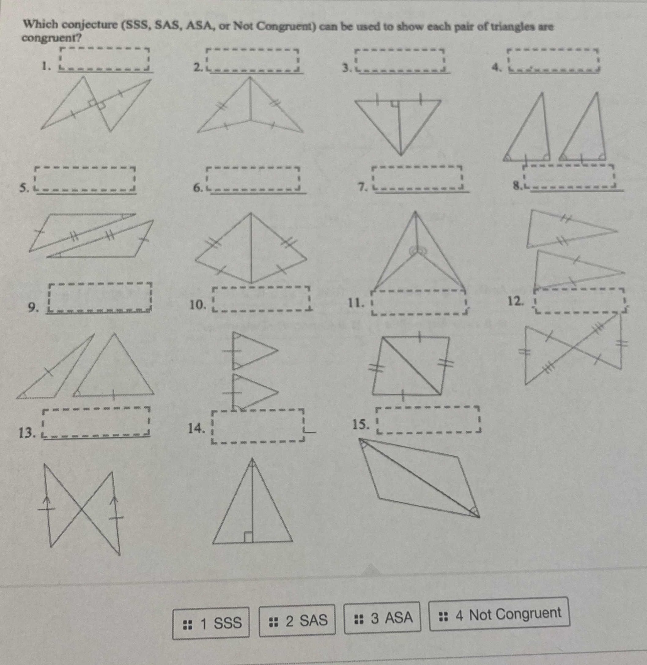 congruent? Which conjecture (SSS, SAS, ASA, or