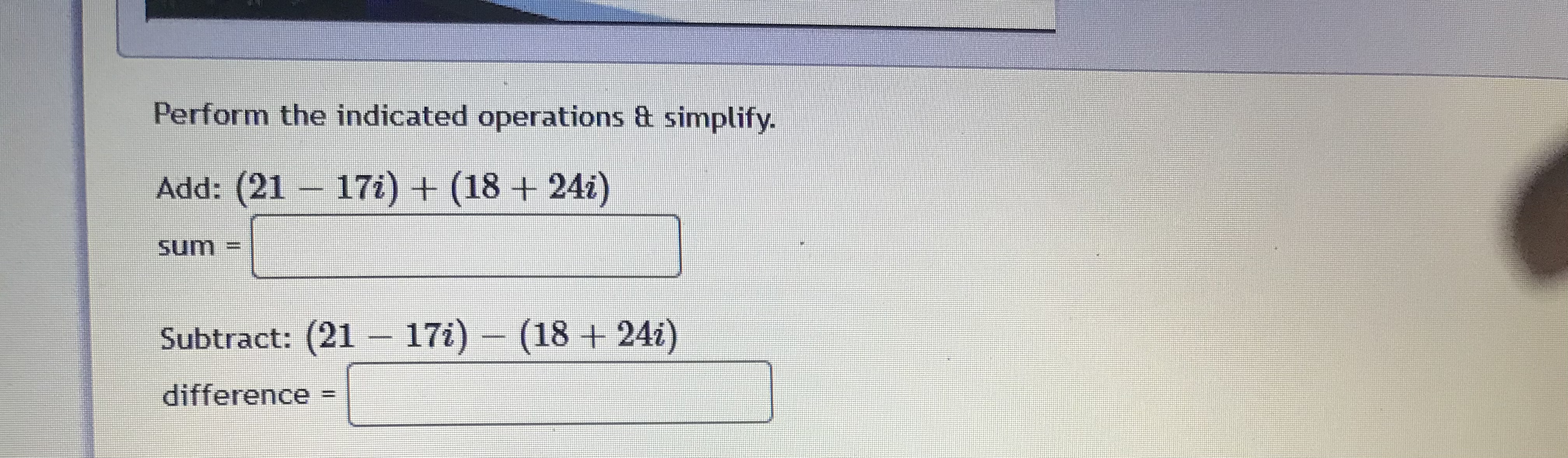 \fPerform the indicated operations & simplify.