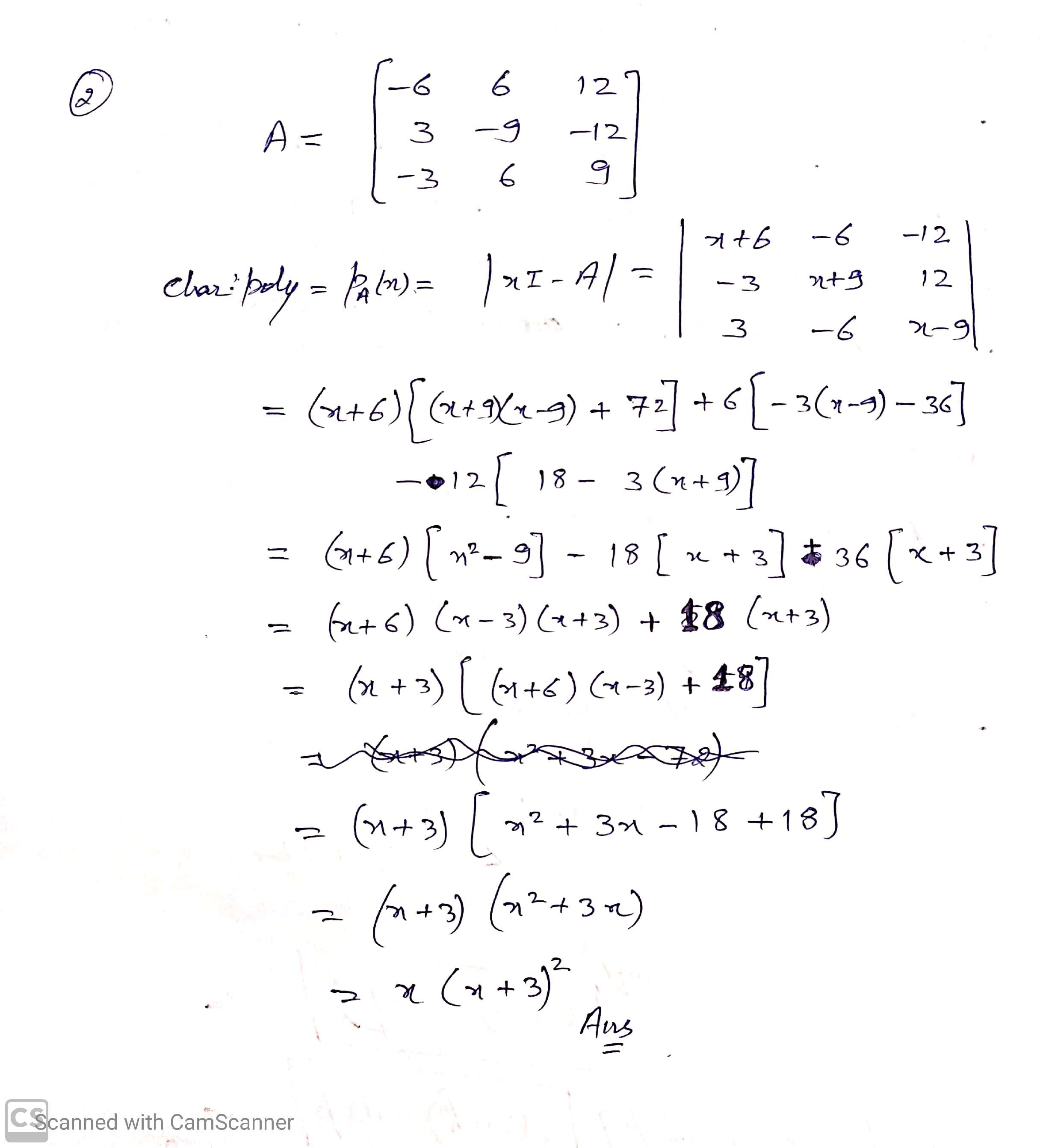 You are given the information that this matrix