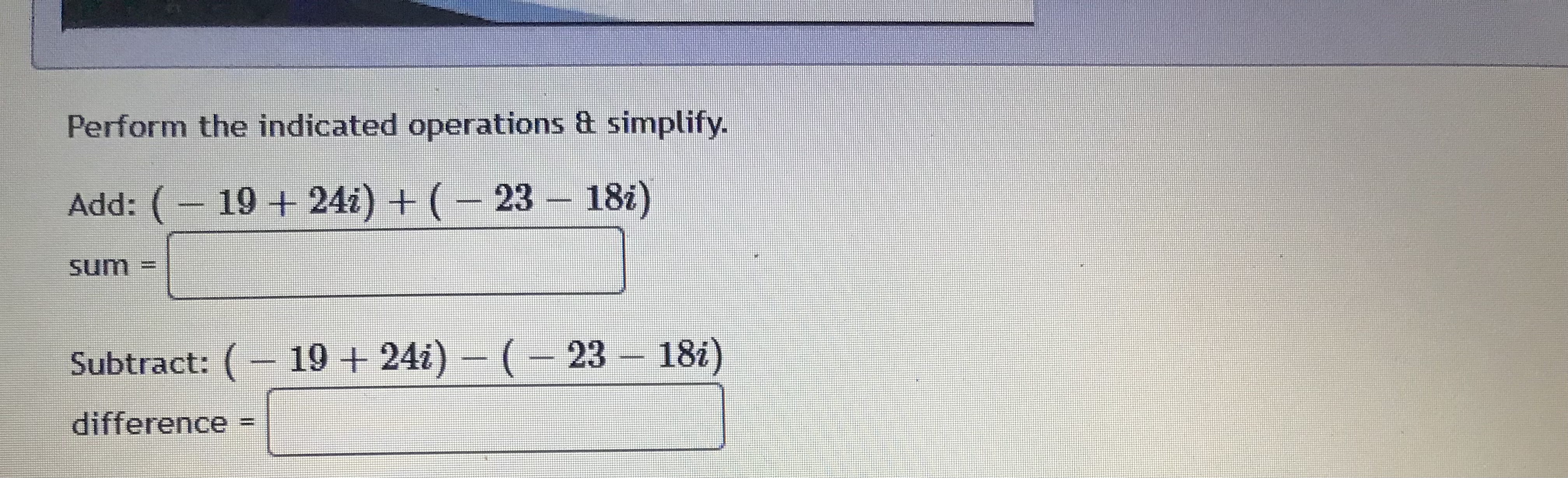 \fPerform the indicated operations & simplify.