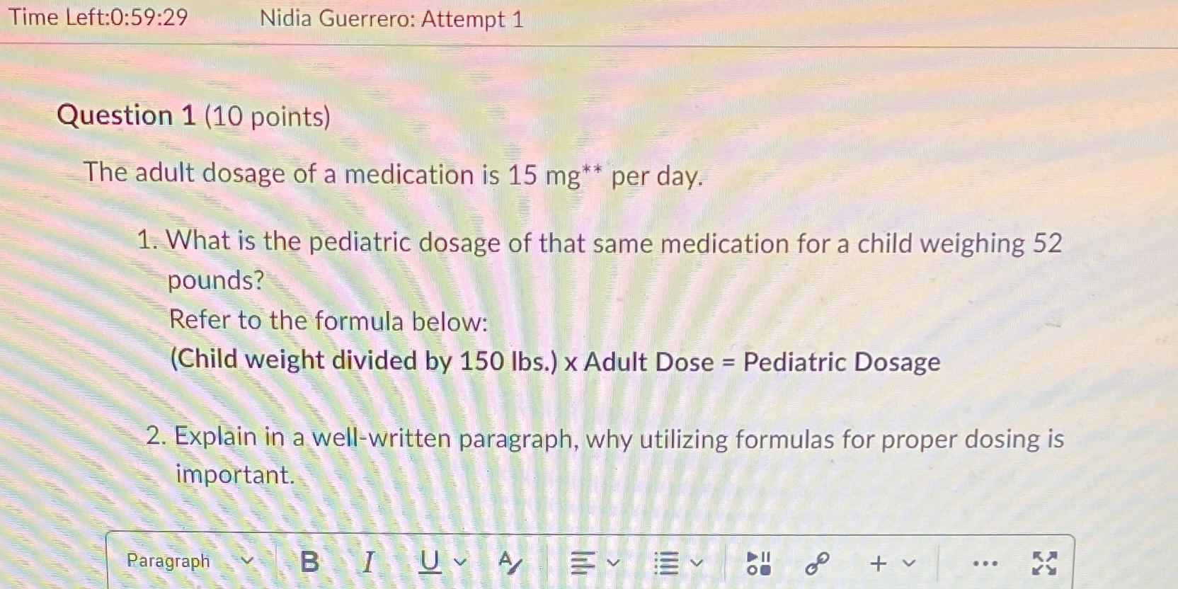 Time Left:0:59:29 Nidia Guerrero: Attempt 1