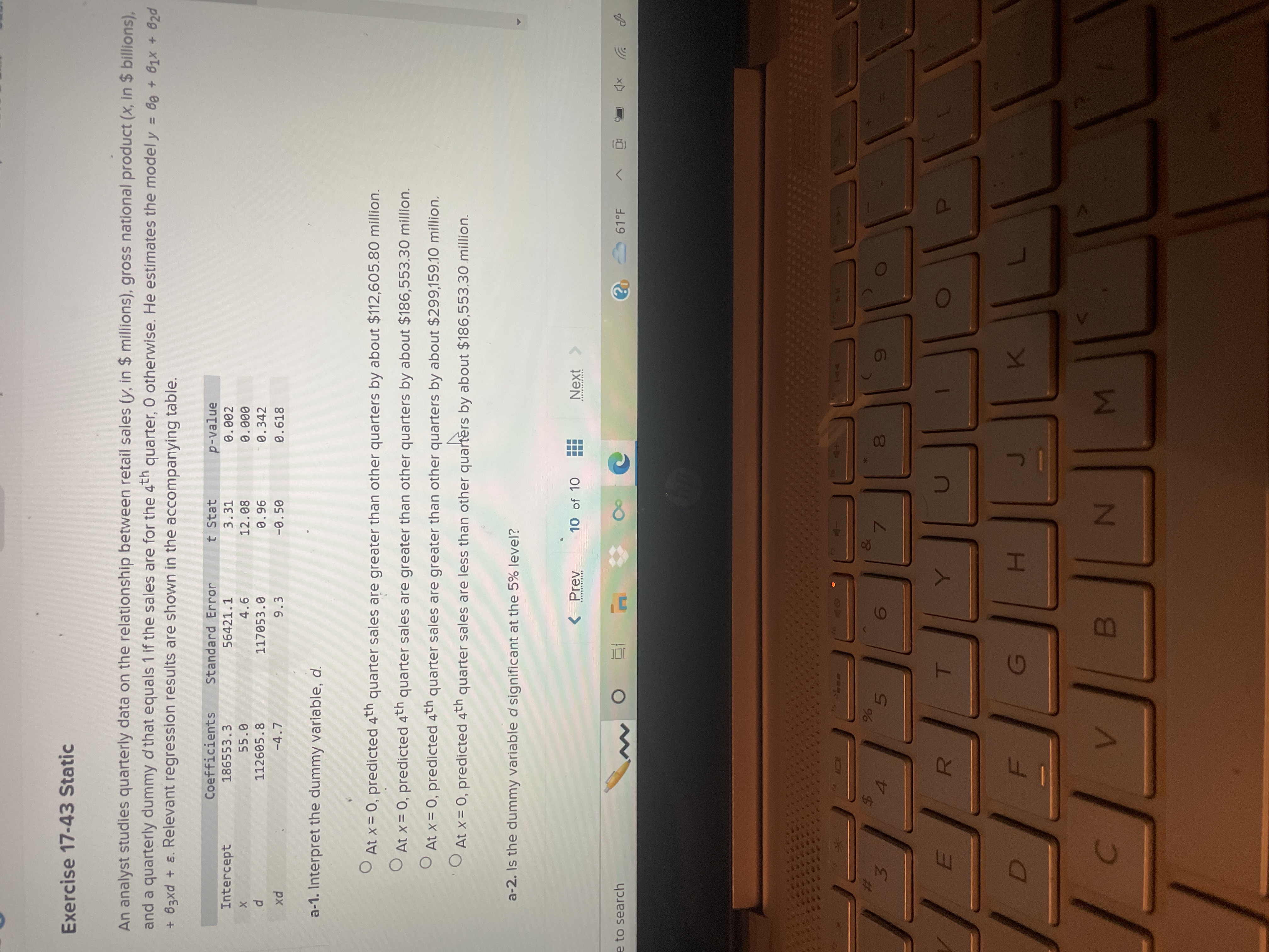 Exercise 17-43 Static An analyst studies