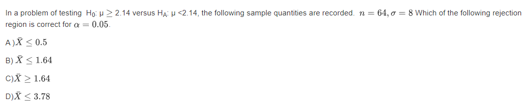 In a problem of testing Ho: u 2_ style=