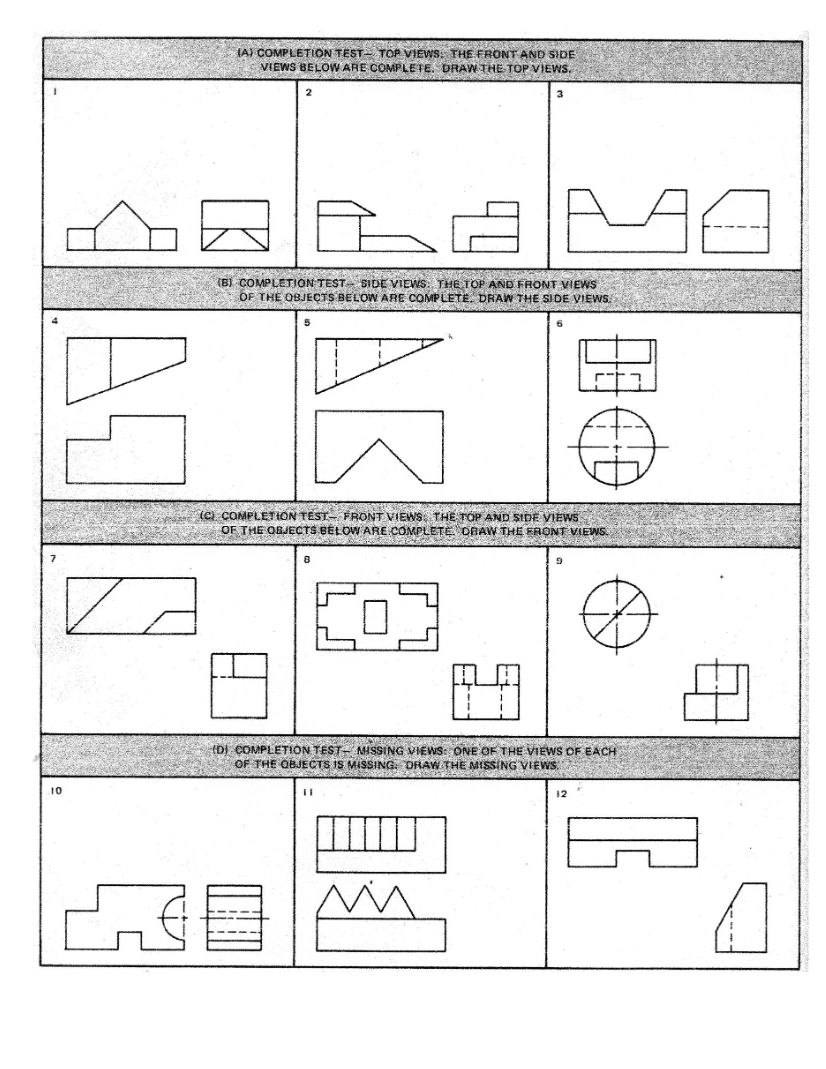 (A) COMPLETION TEST - TOP VIEWS: THE FRONT AND