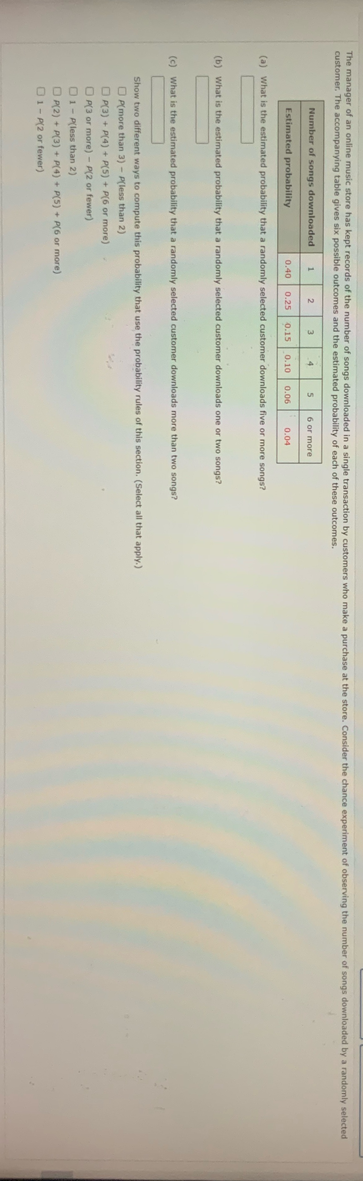 The manager of an online music store has kept