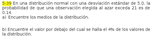 5-39 En una distribucion normal con una