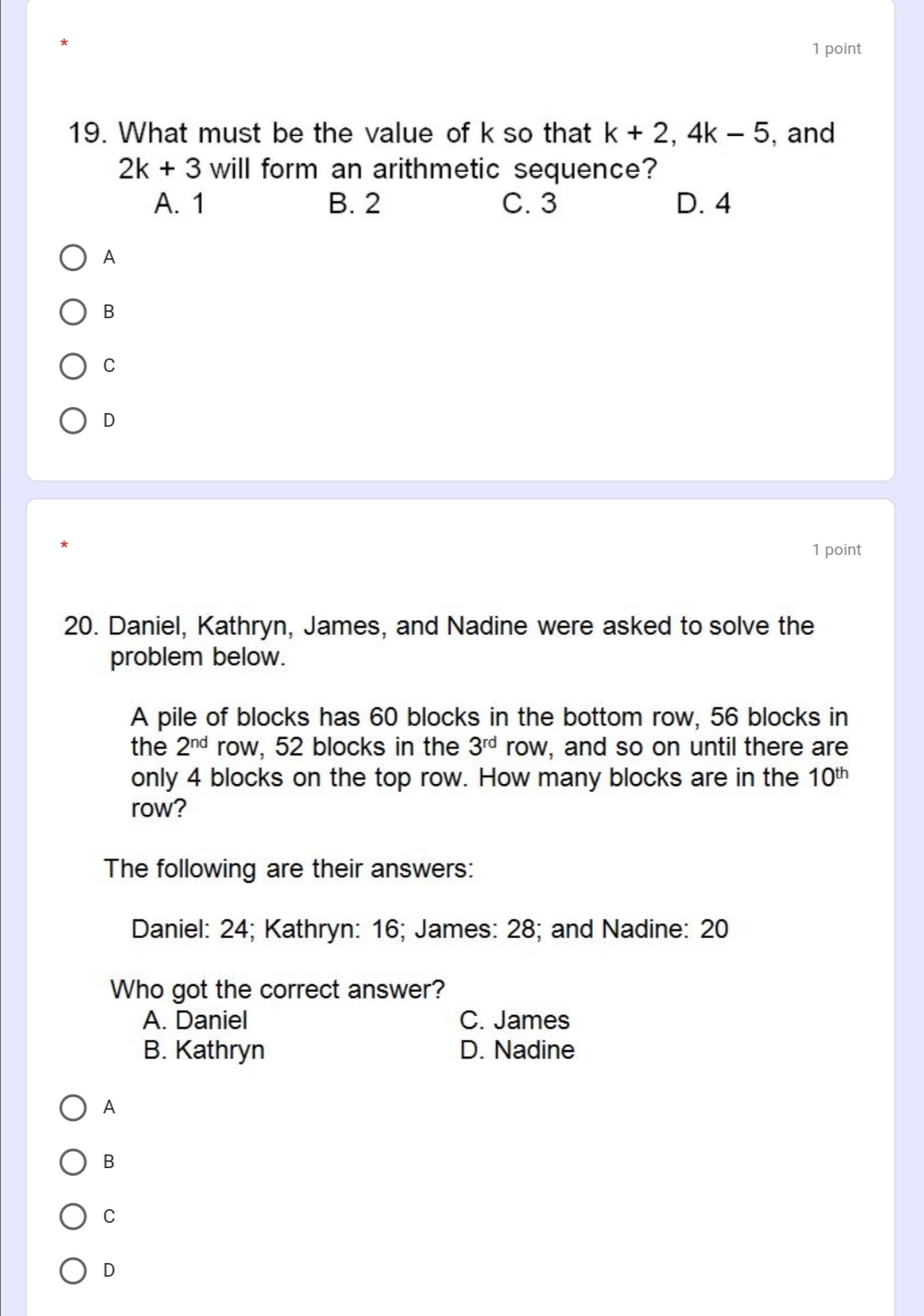 For numbers 16 to 18, refer to the situation