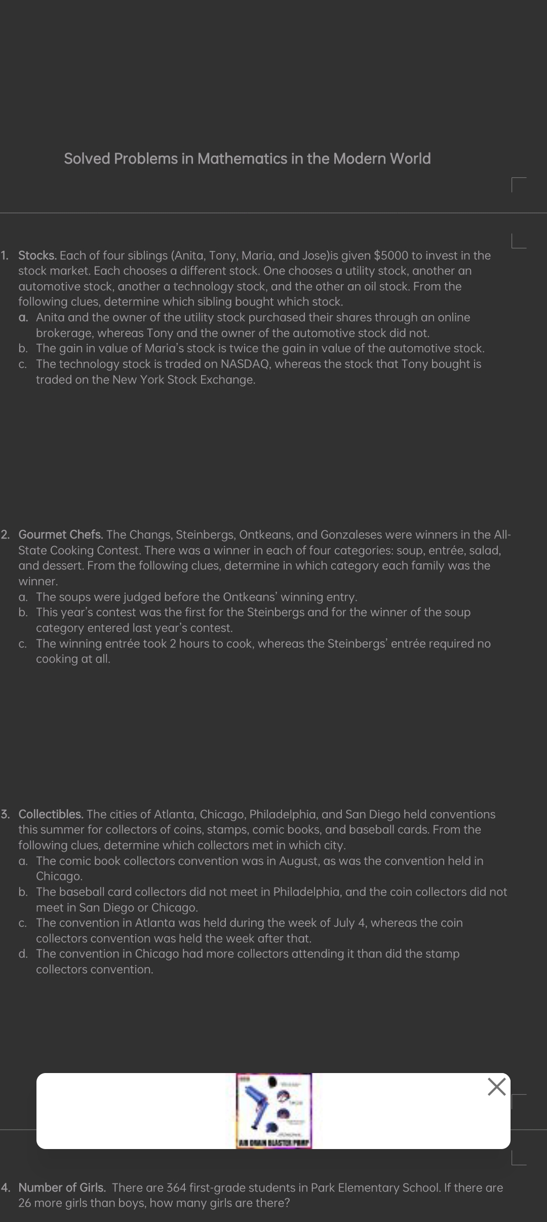 Problem Set Solved problems in Mathematics in the