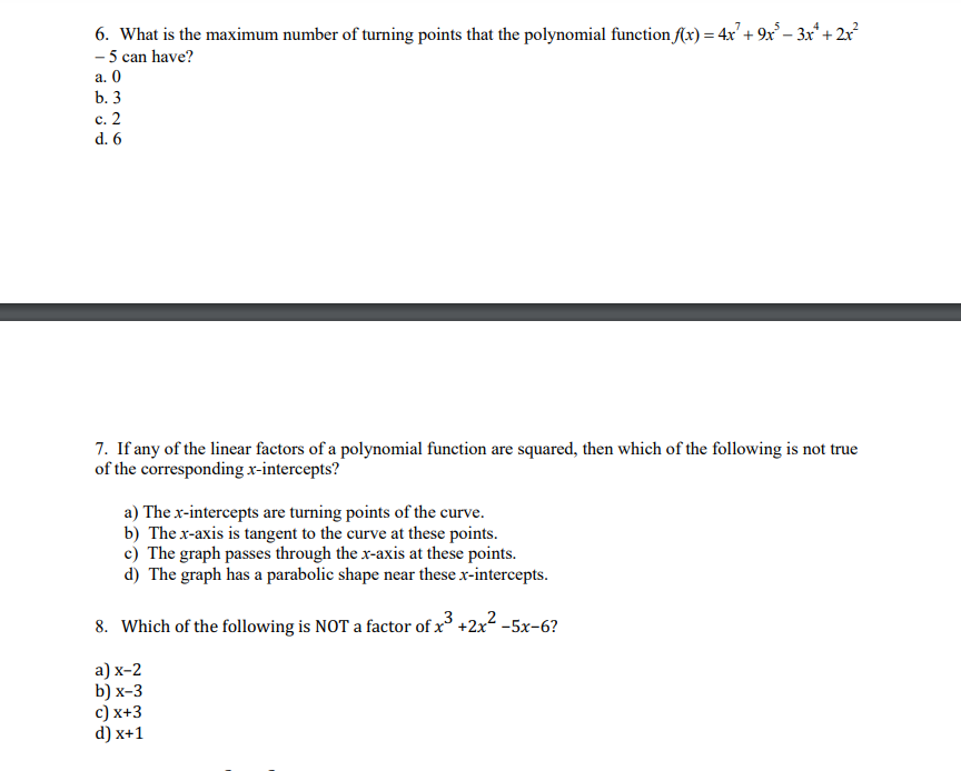 6. What is the maximum number of turning points