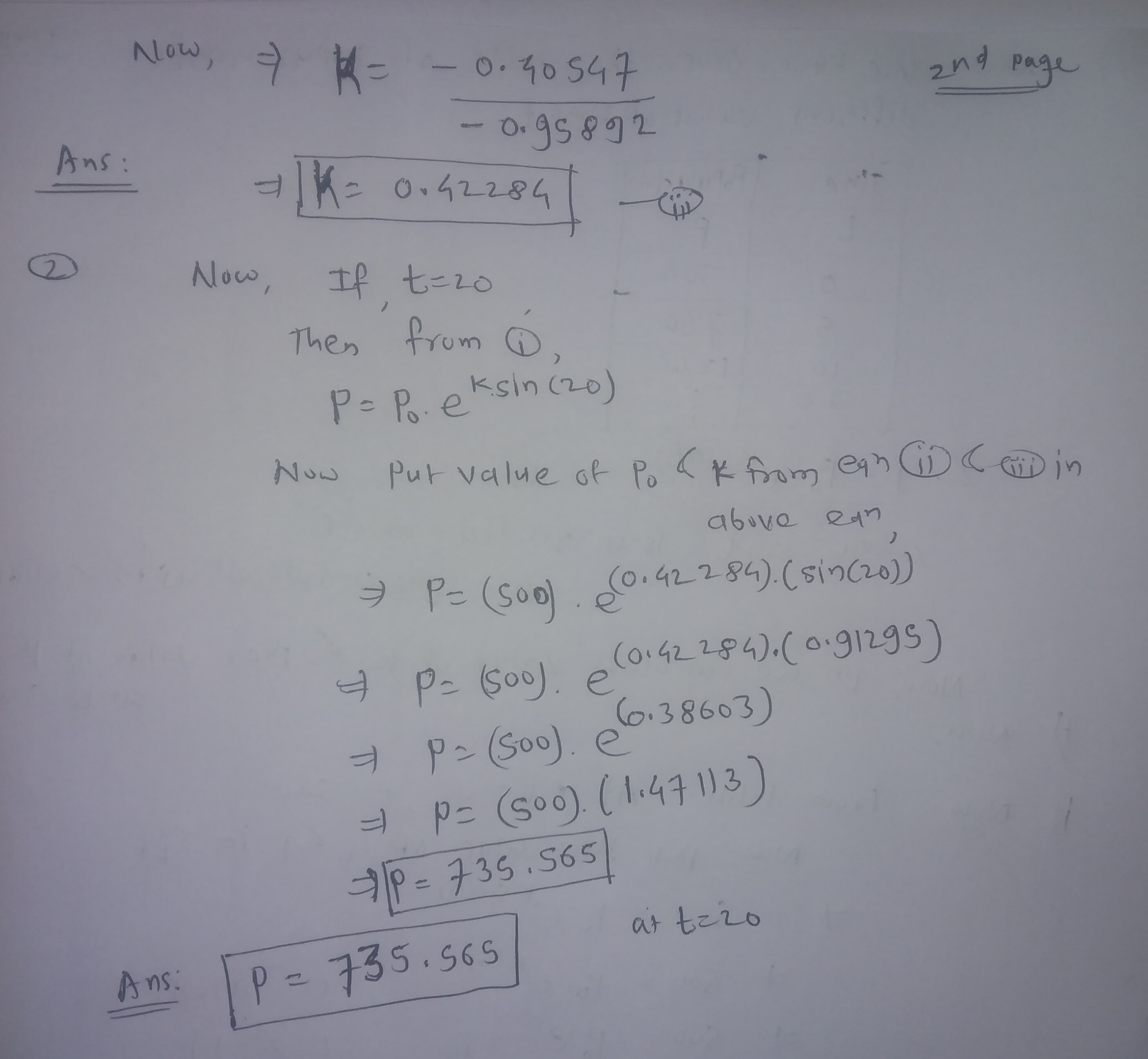 The population in year 10 is 1,200 considering