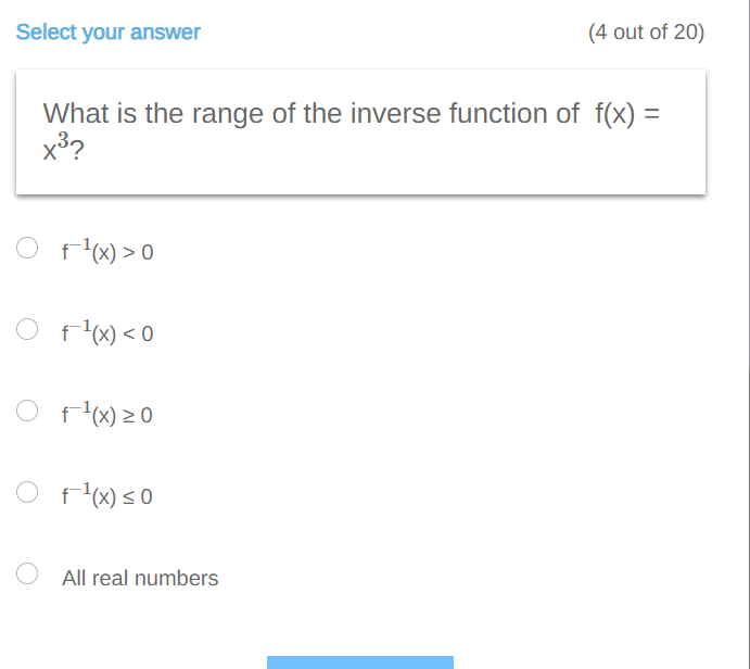 Select your answer (4 out of 20) What is the
