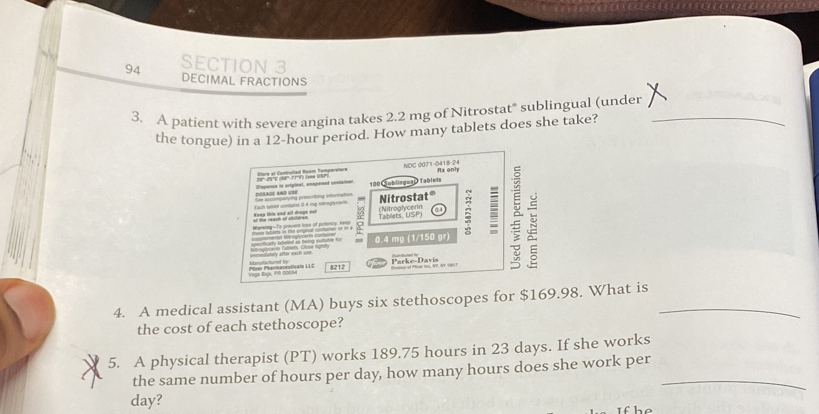 94 SECTION 3 DECIMAL FRACTIONS 3. A patient with