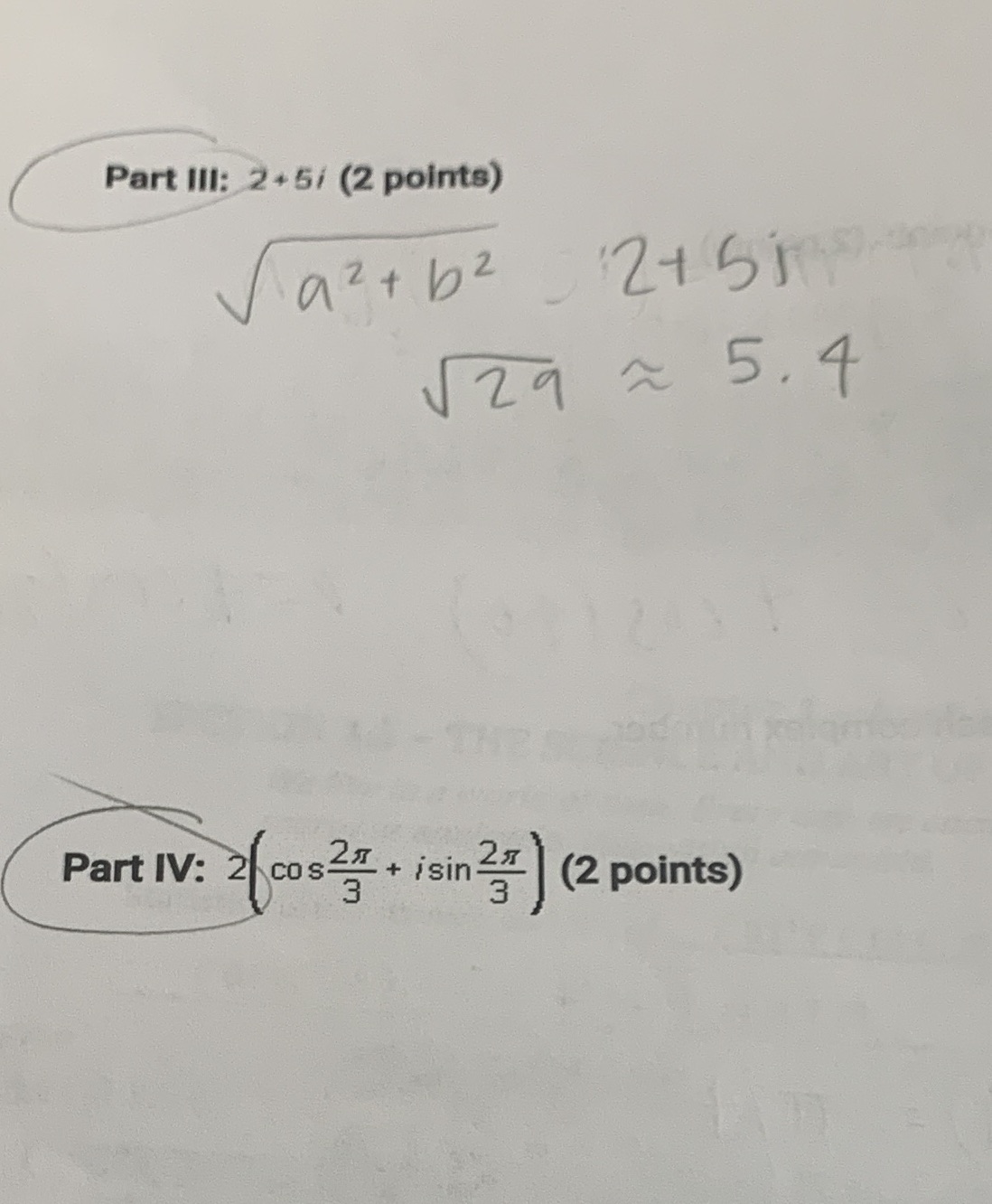 Part III: 2+5/ (2 points) 129 - 5. 4 Part IV: 2