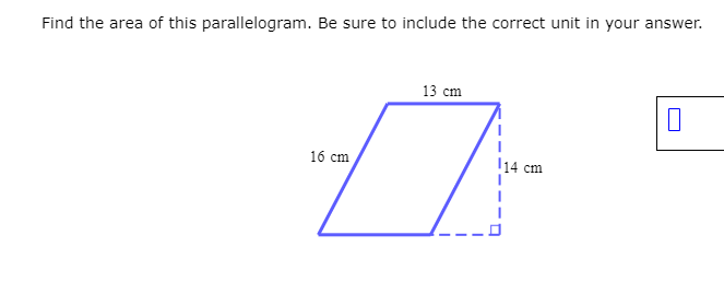 Find the area of this parallelogram. Be sure to