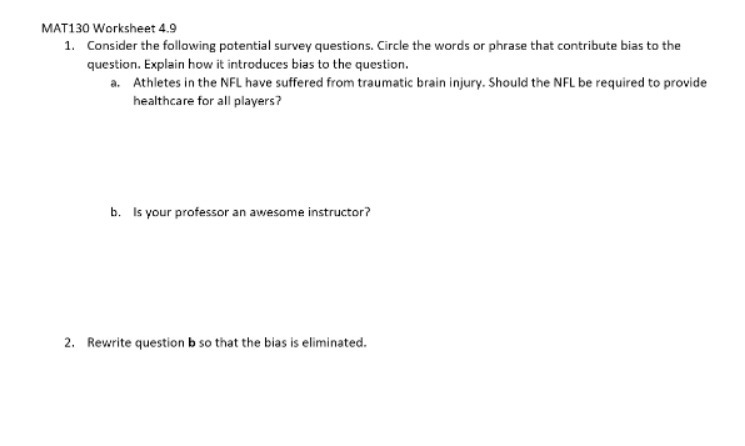 MAT130 Worksheet 4.9 1. Consider the following