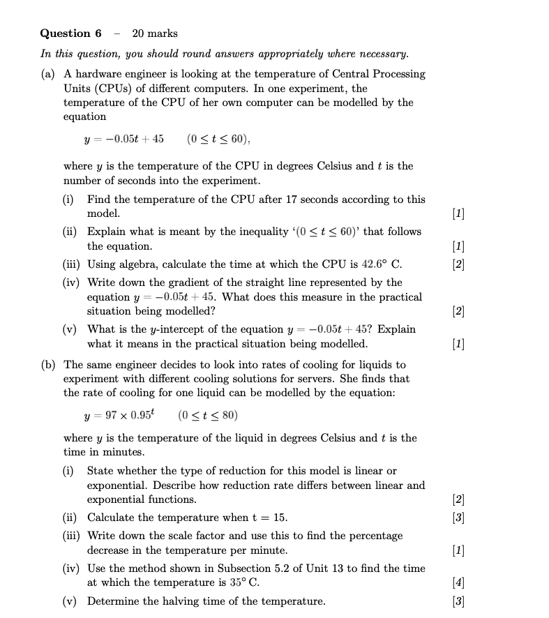 Question 6 - 20 marks In this question, you