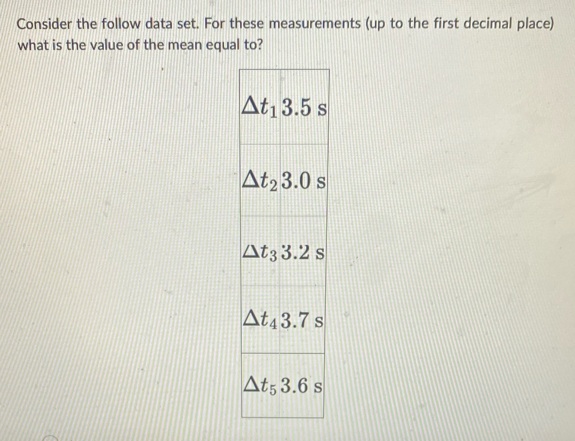 Consider the follow data set. For these