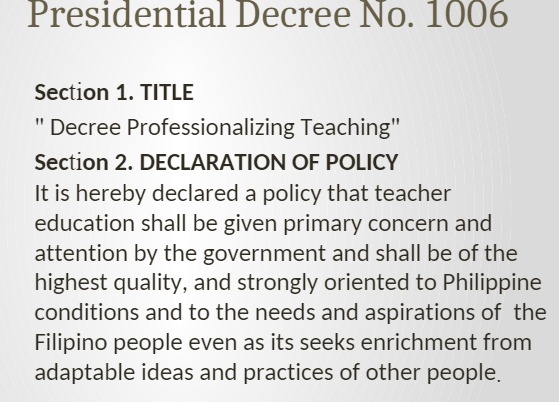 Presidential Decree No. 1006 Section 1. TITLE "
