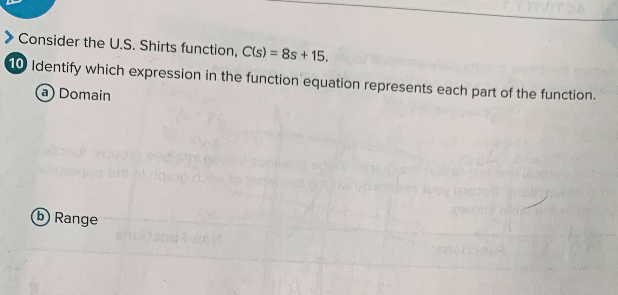 What's the domain and range for C(s) = 8+ 15  style=