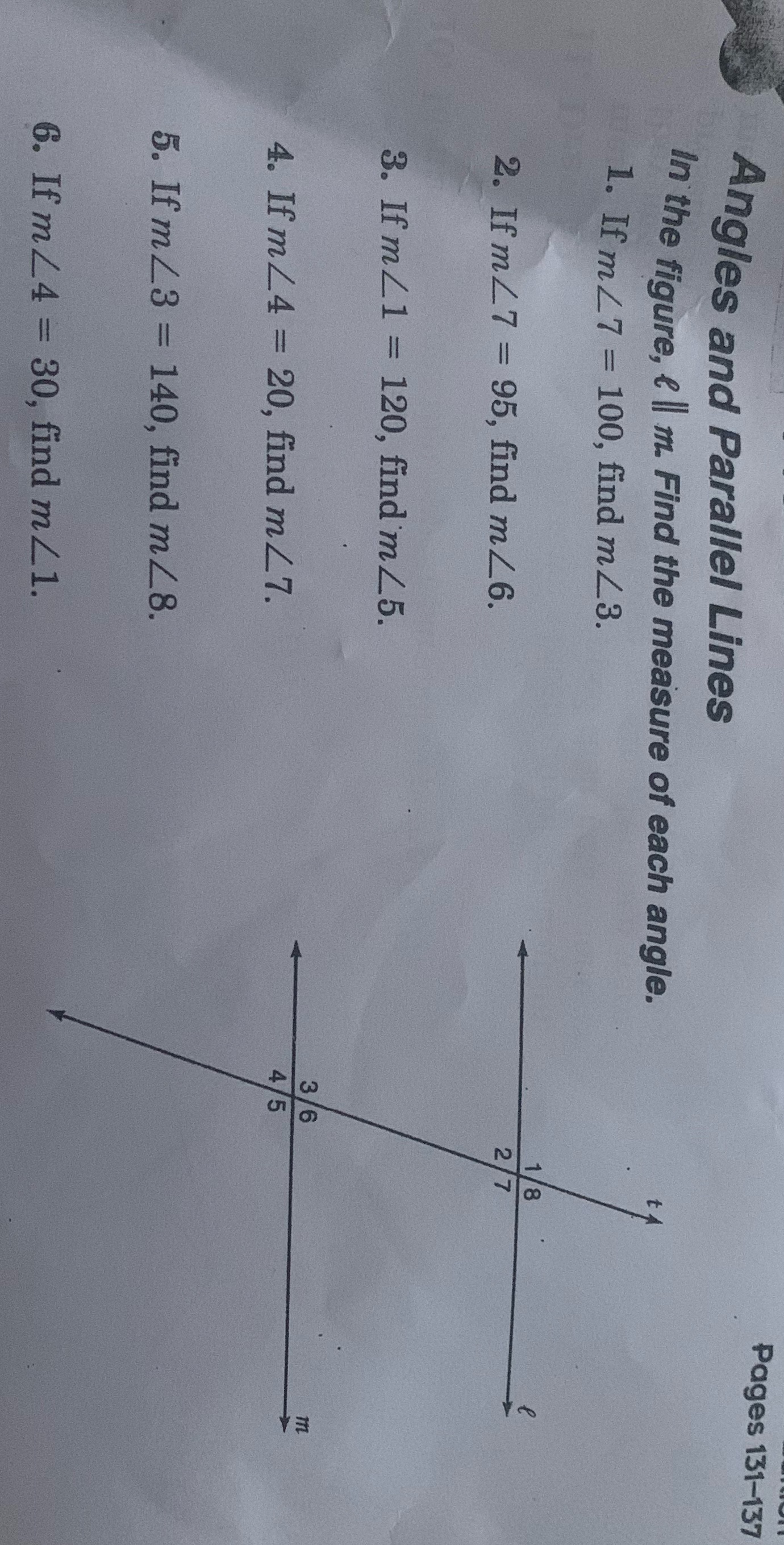 Pages 131-137 Angles and Parallel Lines In the