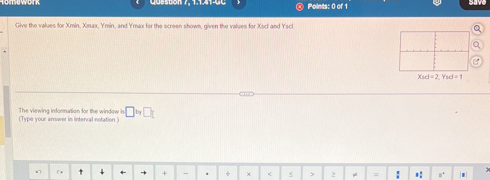 Homework Question /, 1.1.41-GO X Points: 0 of 1